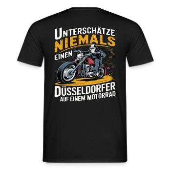 Never underestimate a Dusseldorf resident on a - Men's T-Shirt - black - Back - AI Model Male 178 light (178cm)