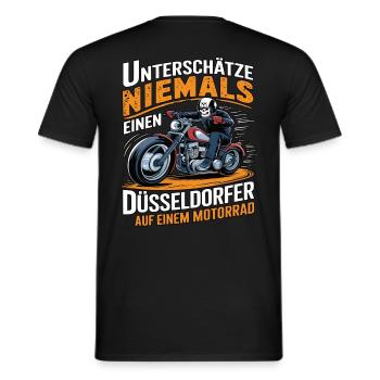 Never underestimate a Dusseldorf resident on a - Men's T-Shirt - black - Back - AI Model Male 178 light (178cm)