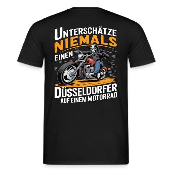 Never underestimate a Dusseldorf resident on a - Men's T-Shirt - black - Back - AI Model Male 178 light (178cm)