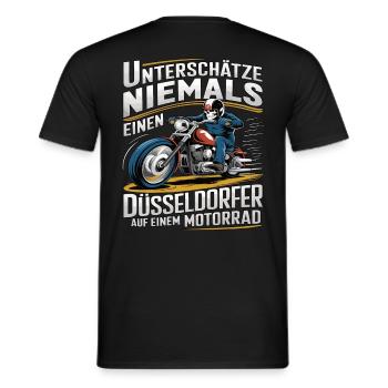 Never underestimate a Dusseldorf resident on a - Men's T-Shirt - black - Back - AI Model Male 178 light (178cm)