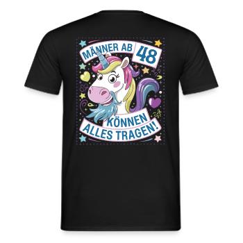 Les hommes de plus de 48 ans peuvent porter n’importe quoi pour leur 48e anniversaire - T-shirt homme - noir - Dos - AI Model Male 178 light (178cm)