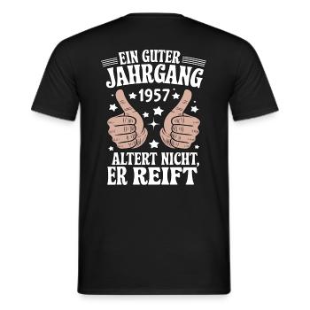 A good vintage 1957 birthday - Men's T-Shirt - black - Back - AI Model Male 178 light (178cm)