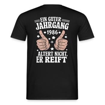 A good vintage 1986 birthday - Men's T-Shirt - black - Back - AI Model Male 178 light (178cm)