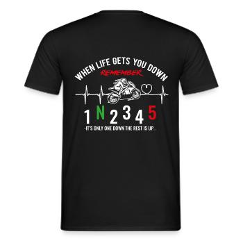 When life gets you down - Motorcycle / Motorcycle - Men's T-Shirt - black - Back - AI Model Male 178 light (178cm)