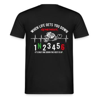 When life gets you down - Motorcycle / Motorcycle - Men's T-Shirt - black - Back - AI Model Male 178 light (178cm)