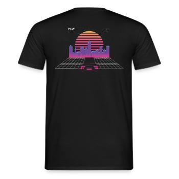 Vaporwave E-Car 80er Retro - Männer T-Shirt - Schwarz - Hinten - AI Model Male 178 light (178cm)