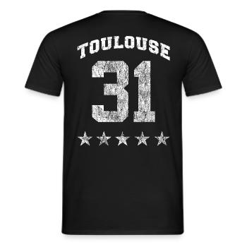 Toulouse 31, 5 étoiles Vintage. - T-shirt homme - noir - Dos - AI Model Male 178 light (178cm)