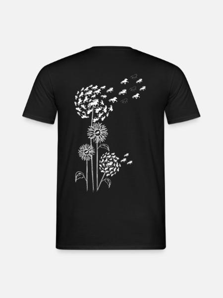 Pusteblume mit Blüte und Tölt Weiss - Männer T-Shirt - Schwarz