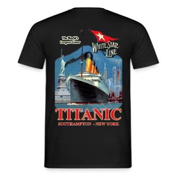 TITANIC NEW YORK CREA LOUIS RUNEMBERG © Adagp - Männer T-Shirt - Schwarz - Hinten - AI Model Male 178 light (178cm)