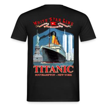 TITANIC SPIRIT creation Louis RUNEMBERG © Adagp - Men's T-Shirt - black - Back - AI Model Male 178 light (178cm)