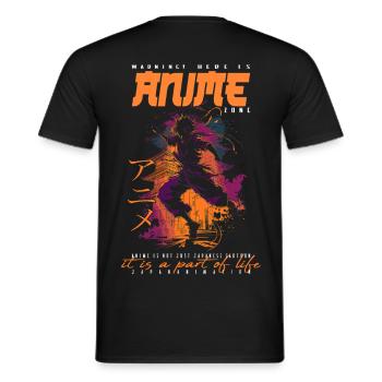 Anime Man - Men's T-Shirt - black - Back - AI Model Male 178 light (178cm)