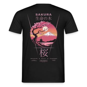 Sakura - Japon - T-shirt homme - noir - Dos - AI Model Male 178 light (178cm)