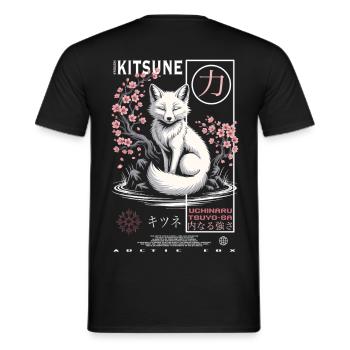 Kitsune Fuchs - japanisch asiatisch - Männer T-Shirt - Schwarz - Hinten - AI Model Male 178 light (178cm)