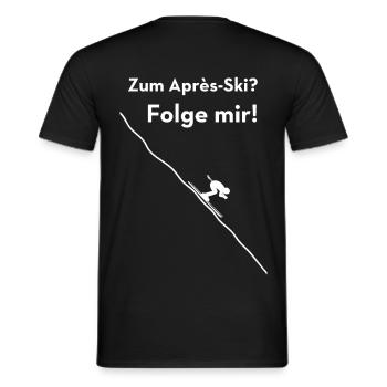 To the après-ski follow me funny ski saying - Men's T-Shirt - black - Back - AI Model Male 178 light (178cm)
