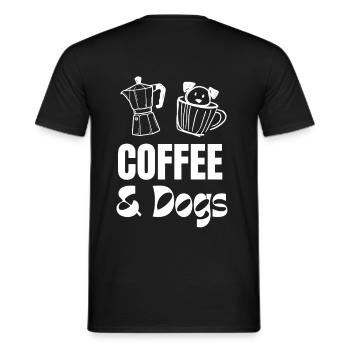 Coffee and Dogs Motif - Men's T-Shirt - black - Back - AI Model Male 178 light (178cm)
