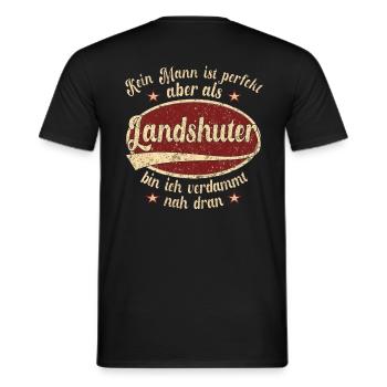Landshut Retro der perfekte Landshuter Mann - Männer T-Shirt - Schwarz - Hinten - AI Model Male 178 light (178cm)