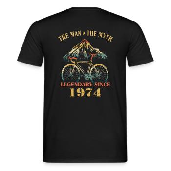 Bicycle 1974 Cycling Road Bike Cyclist Birthday - Men's T-Shirt - black - Back - AI Model Male 178 light (178cm)