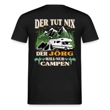 Camper Jörg der tut nix der will nur campen - Männer T-Shirt - Schwarz - Hinten - AI Model Male 178 light (178cm)
