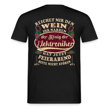 Elektroniker Wein Feierabend - Männer T-Shirt - Schwarz - Hinten - AI Model Male 178 light (178cm)