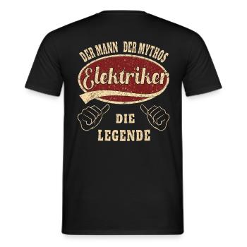 Elektriker der Mann der Mythos Elektriker - Männer T-Shirt - Schwarz - Hinten - AI Model Male 178 light (178cm)
