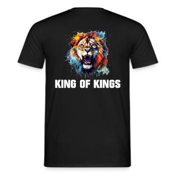 King of Kings Roaring Lion Splash Art - Men's T-Shirt - black - Back - AI Model Male 178 light (178cm)