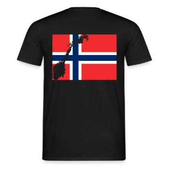 Norges Flagg - Männer T-Shirt - Schwarz - Hinten - AI Model Male 178 light (178cm)