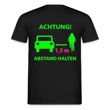 Fahrrad Abstand halten Sicherheit Signal Shirt - Männer T-Shirt - Schwarz - Hinten - AI Model Male 178 light (178cm)