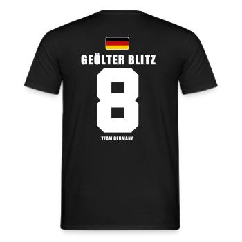 Deutschland Fussball Geölter Blitz Fußball - Männer T-Shirt - Schwarz - Hinten - AI Model Male 178 light (178cm)