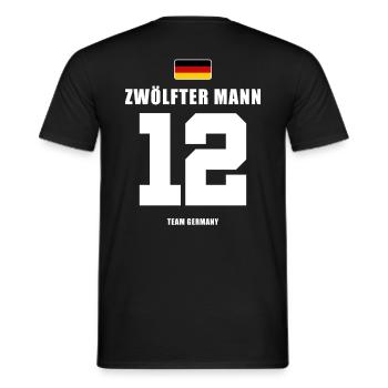 Deutschland Fussball 12 Zwölfter Mann Fußball - Männer T-Shirt - Schwarz - Hinten - AI Model Male 178 light (178cm)