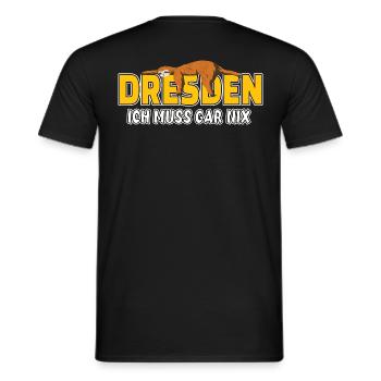 Dresden ich muss gar nix Faultier Heimat - Männer T-Shirt - Schwarz - Hinten - AI Model Male 178 light (178cm)
