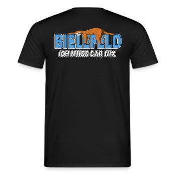 Bielefeld ich muss gar nix Faultier Heimat - Männer T-Shirt - Schwarz - Hinten - AI Model Male 178 light (178cm)