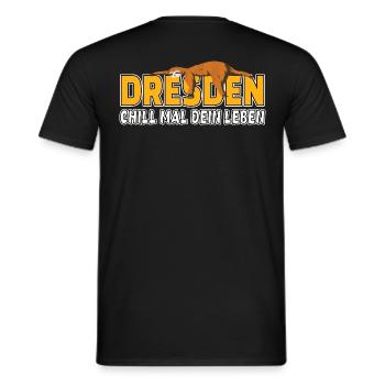 Dresden chill mal dein Leben Faultier Heimat - Männer T-Shirt - Schwarz - Hinten - AI Model Male 178 light (178cm)