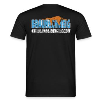 Braunschweig chill mal dein Leben Faultier Heimat - Männer T-Shirt - Schwarz - Hinten - AI Model Male 178 light (178cm)