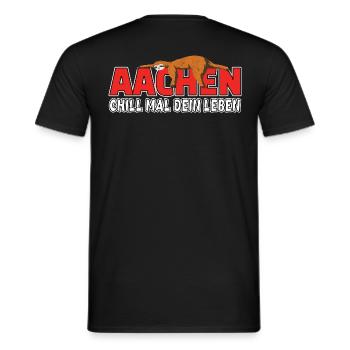 Aachen chill mal dein Leben Faultier Heimat - Männer T-Shirt - Schwarz - Hinten - AI Model Male 178 light (178cm)