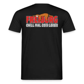 Freiburg chill mal dein Leben Faultier Heimat - Männer T-Shirt - Schwarz - Hinten - AI Model Male 178 light (178cm)