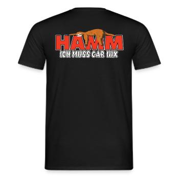 Hamm ich muss gar nix Faultier Heimat - Männer T-Shirt - Schwarz - Hinten - AI Model Male 178 light (178cm)