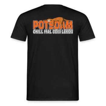 Potsdam chill mal dein Leben Faultier Heimat - Männer T-Shirt - Schwarz - Hinten - AI Model Male 178 light (178cm)