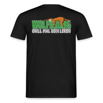 Wolfsburg chill mal dein Leben Faultier Heimat - Männer T-Shirt - Schwarz - Hinten - AI Model Male 178 light (178cm)