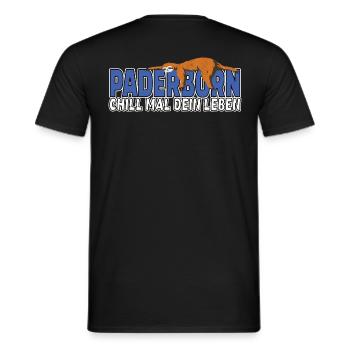Paderborn chill mal dein Leben Faultier Heimat - Männer T-Shirt - Schwarz - Hinten - AI Model Male 178 light (178cm)