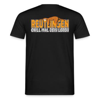 Reutlingen chill mal dein Leben Faultier Heimat - Männer T-Shirt - Schwarz - Hinten - AI Model Male 178 light (178cm)