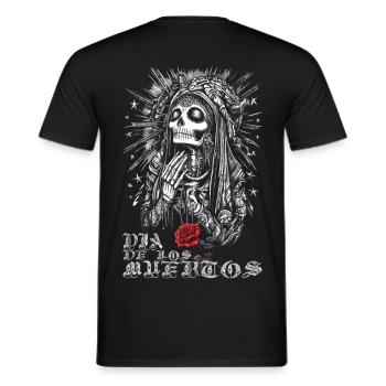 Dia de los mexico skull rose halloween - Men's T-Shirt - black - Back - AI Model Male 178 light (178cm)