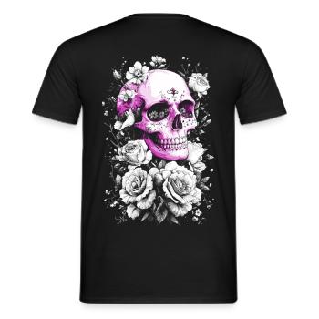 Totenkopf und Blumen - Männer T-Shirt - Schwarz - Hinten - AI Model Male 178 light (178cm)