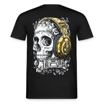 Schädel Musik Kopfhörer totenkopf - Männer T-Shirt - Schwarz - Hinten - AI Model Male 178 light (178cm)
