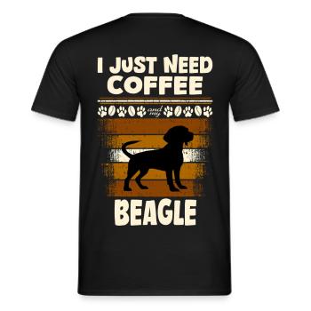 Beagle coffee - Men's T-Shirt - black - Back - AI Model Male 178 light (178cm)