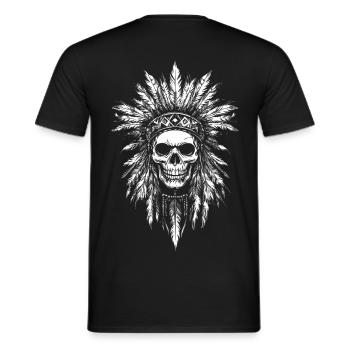 skull totem indian - Men's T-Shirt - black - Back - AI Model Male 178 light (178cm)