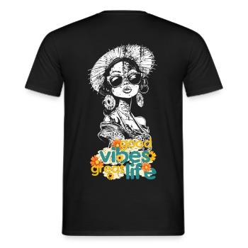 Femme Good Vibe Fleurs - T-shirt homme - noir - Dos - AI Model Male 178 light (178cm)