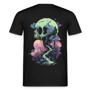 Fantasy world skull punk gothic - Men's T-Shirt - black - Back - AI Model Male 178 light (178cm)