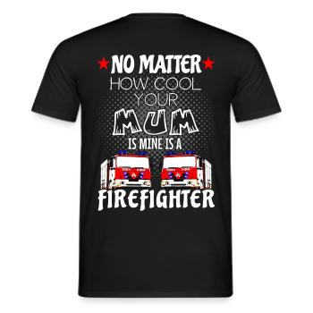 firefighter - my mom is a cool firefighter - Männer T-Shirt - Schwarz - Hinten - AI Model Male 178 light (178cm)