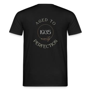 90th Birthday, aged to perfection 1935, gift - Men's T-Shirt - black - Back - AI Model Male 178 light (178cm)
