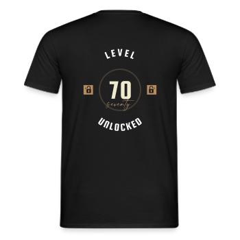 70e anniversaire Niveau soixante-dix débloqué, cadeau - T-shirt homme - noir - Dos - AI Model Male 178 light (178cm)